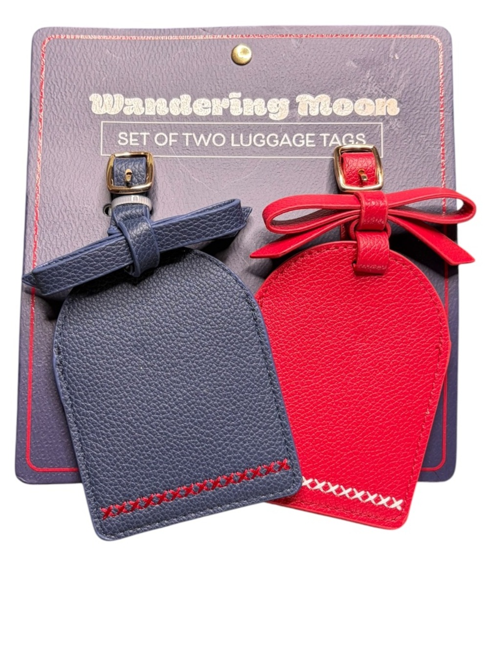 Wandering Moon Red & Navy Blue Luggage Tag Set
